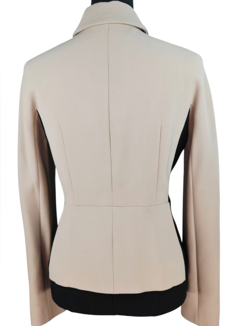 Max Mara Studio Wool Blend Hidden Snap Jacket Blazer Beige Black Size 10 - Picture 8 of 14